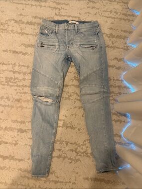 Hudson Jeans Light Blue Skinny Moto Biker Jeans